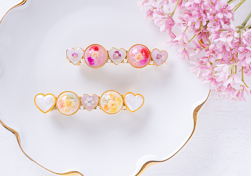 通信講座で学べるレジンアクセサリー課題の一例